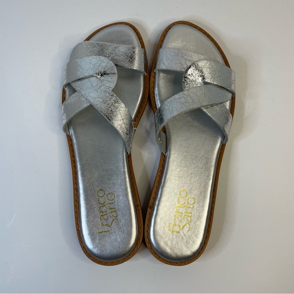 Franco Sarto Women Silver Metallic Goring Cushioned Geras Open Toes Slip On 6M - Picture 8 of 8